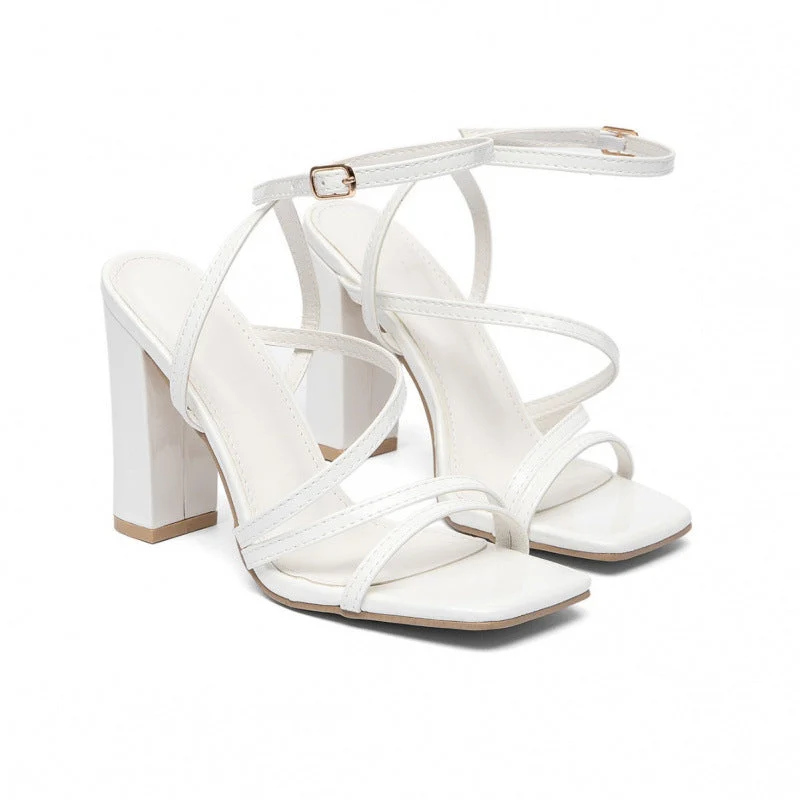 Damen elegante Riemchen-Sandalen mit breitem Blockabsatz und atmungsaktiven Riemen