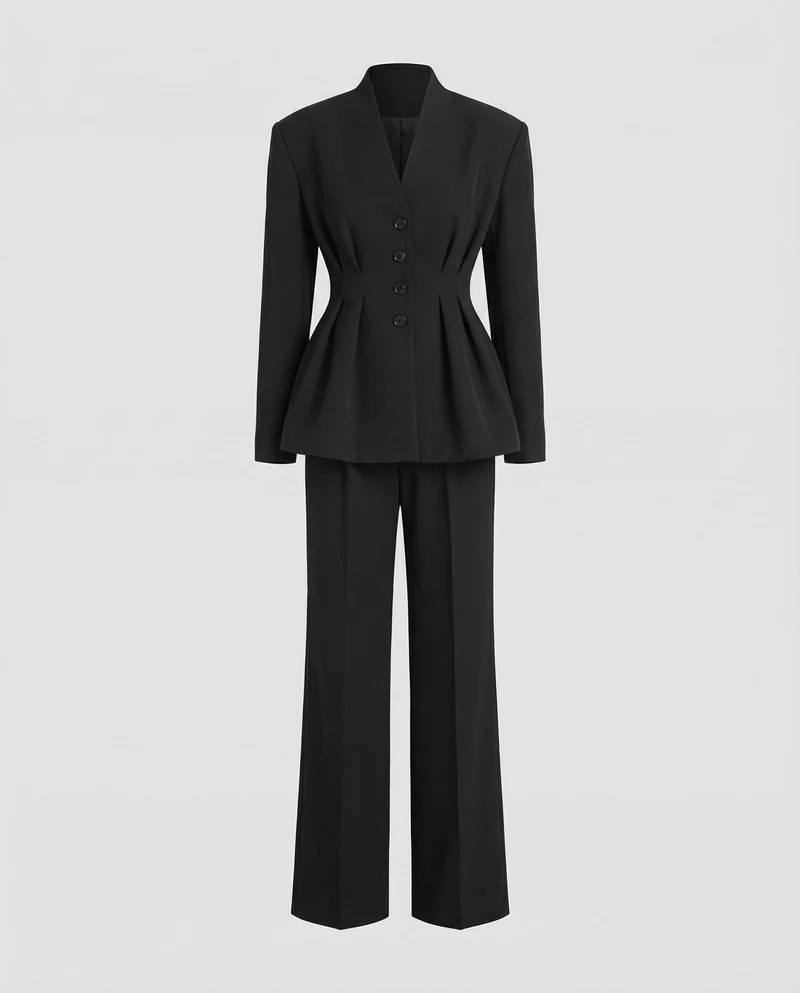Damen Feminine Schößchen Hosenanzug