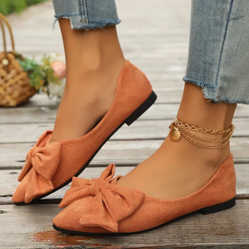 Damen Ballerinas mit eleganter Schleifenapplikation und spitzem Zehenbereich