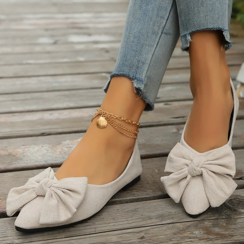 Damen Ballerinas mit eleganter Schleifenapplikation und spitzem Zehenbereich