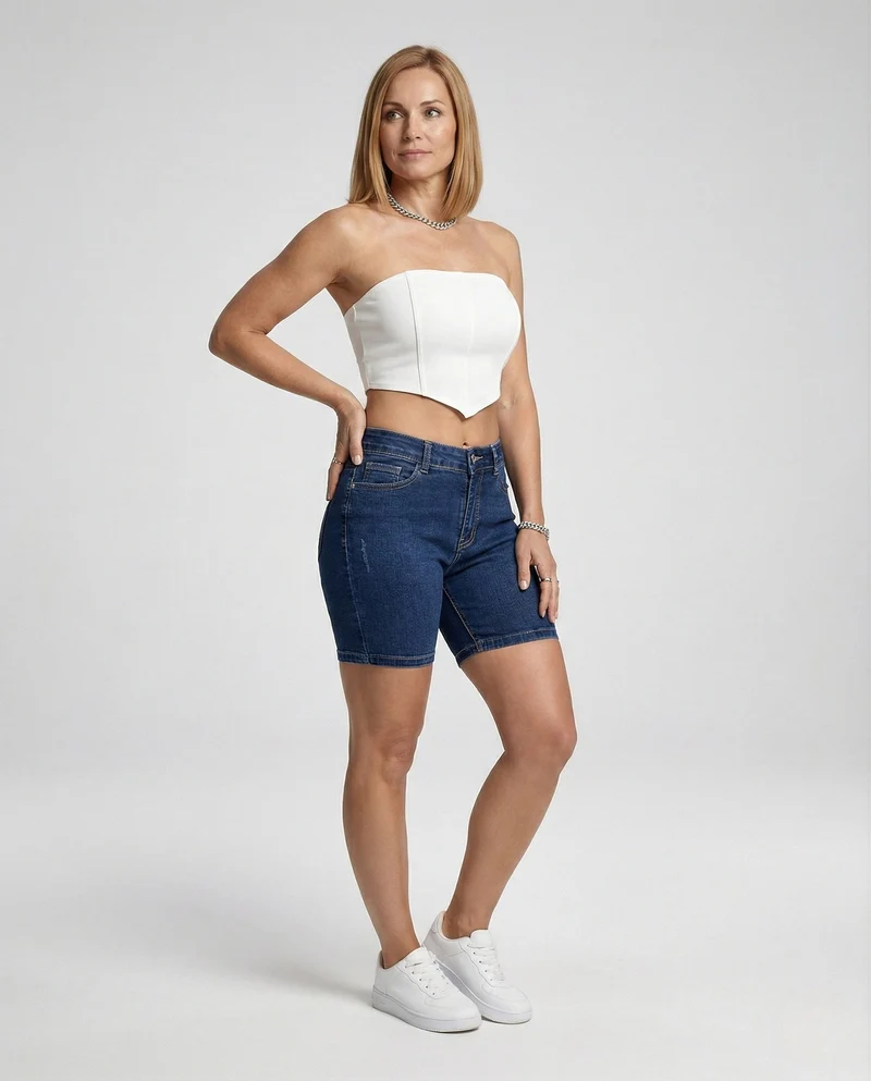 Damen Stretch-Jeansshorts im Bermuda-Schnitt