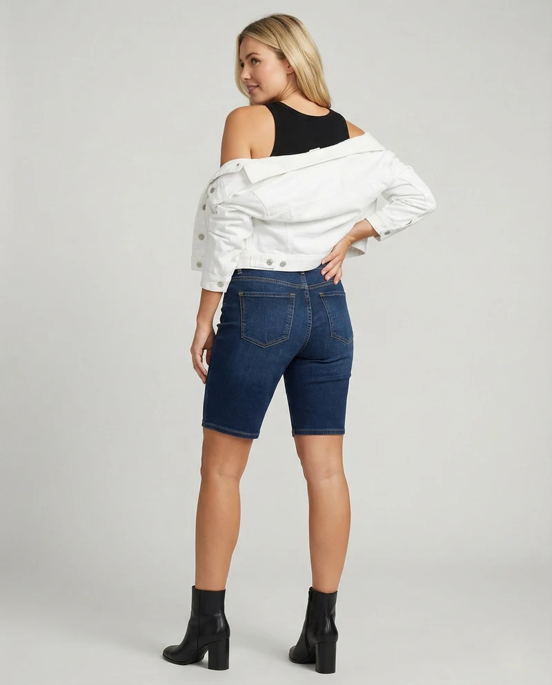 Damen Stretch-Jeansshorts im Bermuda-Schnitt