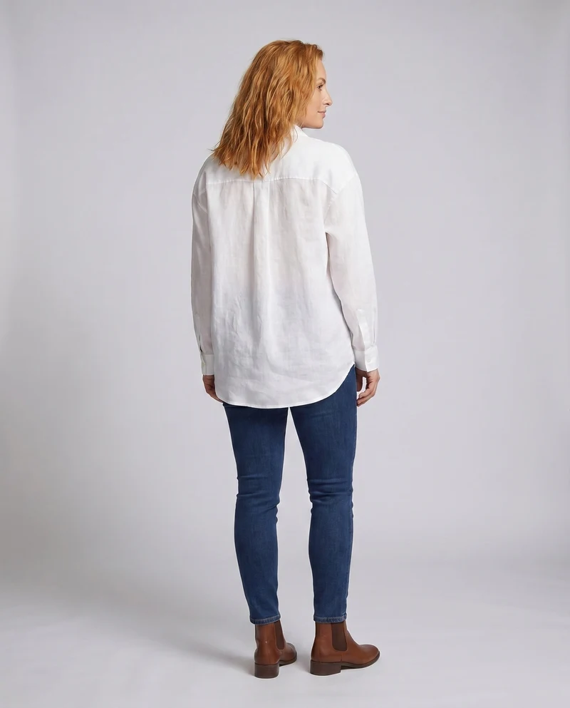 Damen lässige Leinenbluse mit minimalistischen Details
