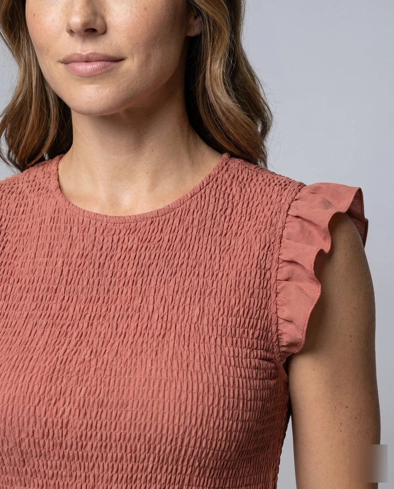 Damen Freizeitkleid mit Rüschendetails und elastischem Oberteil