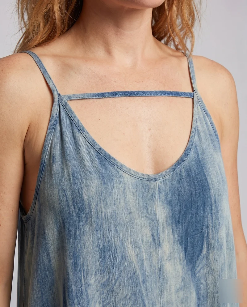 Damen luftiges Maxikleid im lässigen Boho-Stil mit verstellbaren Spaghetti-Trägern