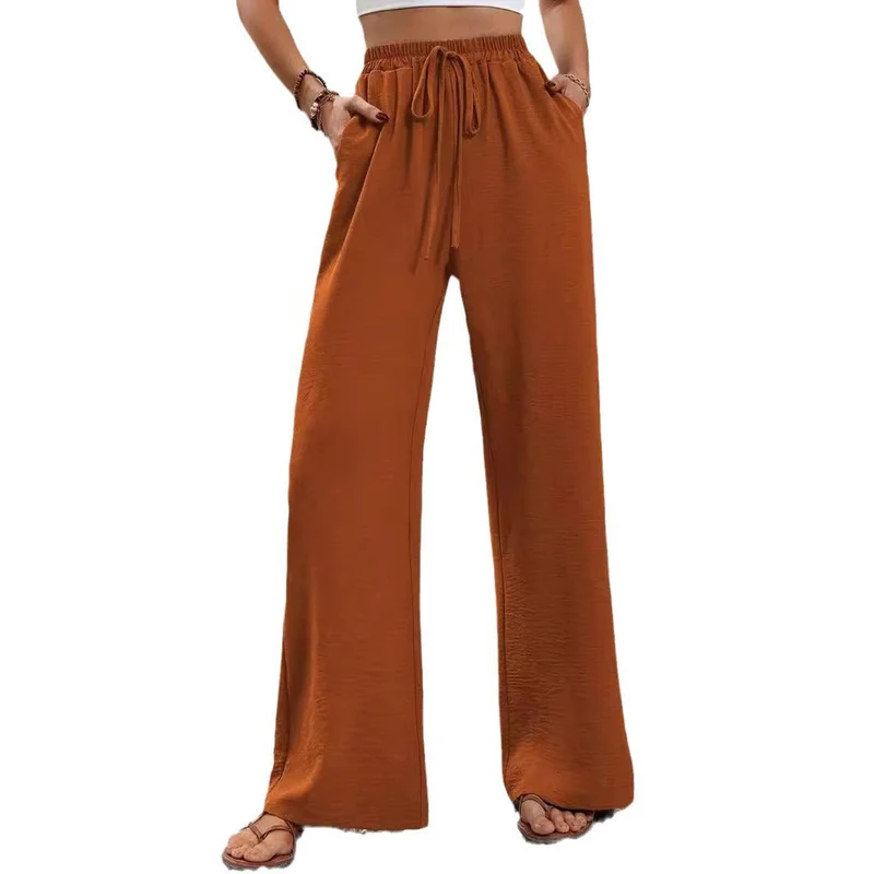 Damen Lässige, Breite Freizeithose mit Elastischem Bund und Seitlichen Taschen