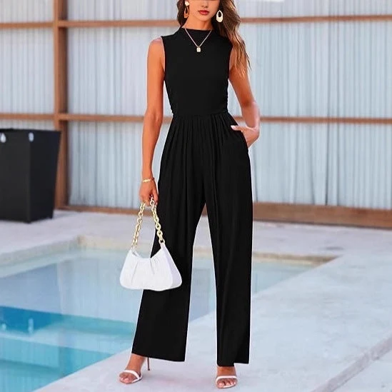 Damen eleganter Jumpsuit mit weitem Bein und taillierter Silhouette Arvani