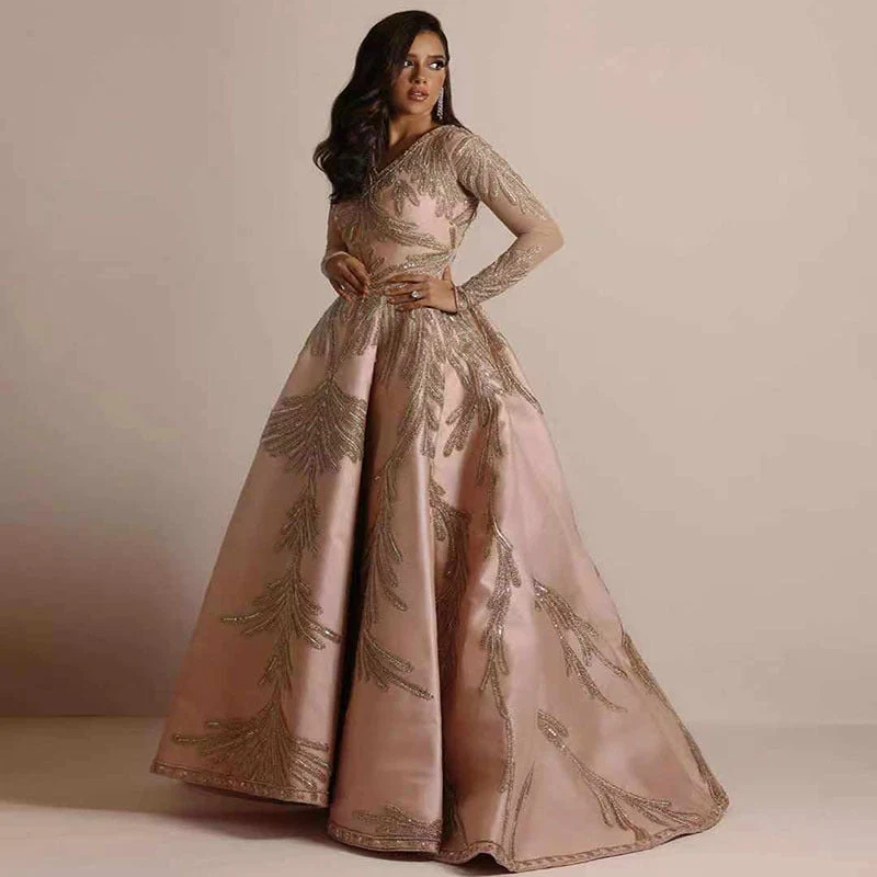 Damen Glamouröses Abendkleid mit schimmernden Pailletten und tiefem V-Ausschnitt