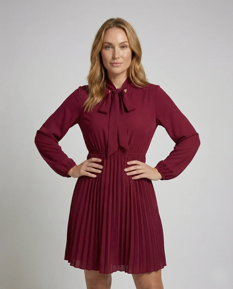 Damen Romantische Lange Ballonärmel Chiffon Chiffon-Kleid