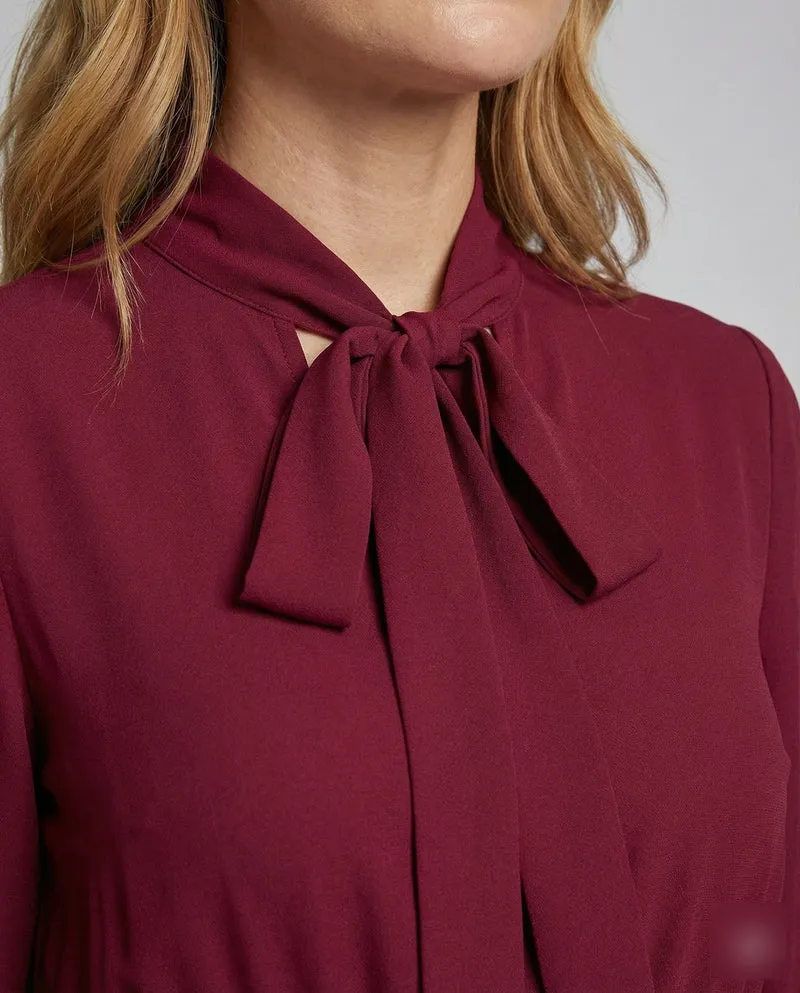 Damen Romantische Lange Ballonärmel Chiffon Chiffon-Kleid