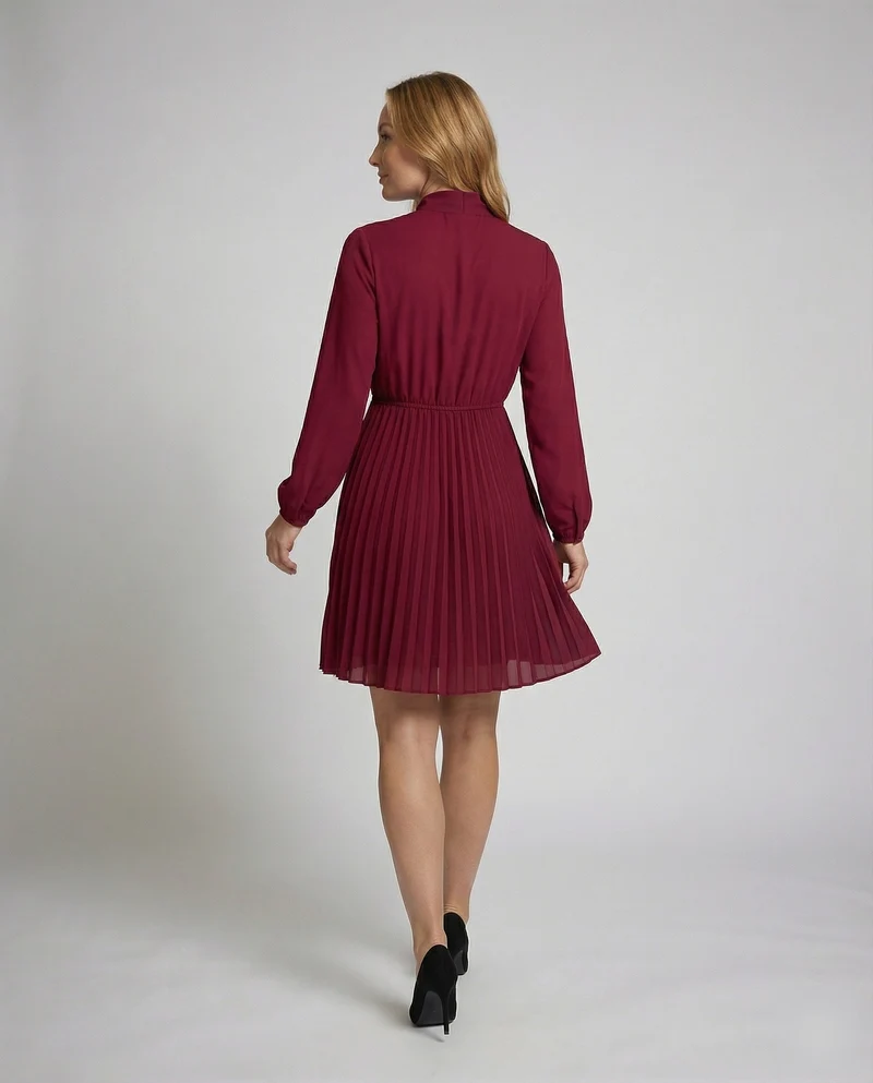 Damen Romantische Lange Ballonärmel Chiffon Chiffon-Kleid