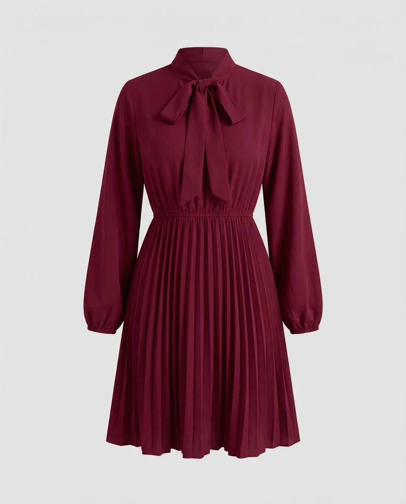 Damen Romantische Lange Ballonärmel Chiffon Chiffon-Kleid