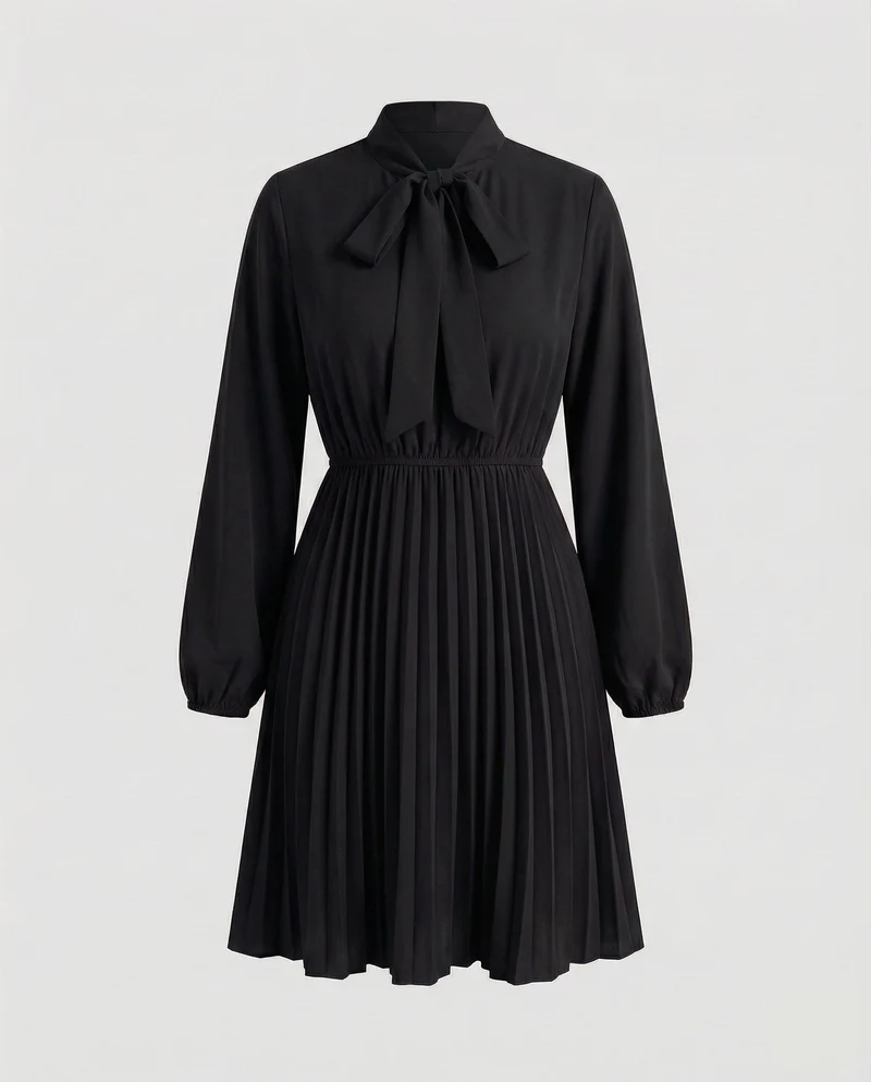 Damen Romantische Lange Ballonärmel Chiffon Chiffon-Kleid