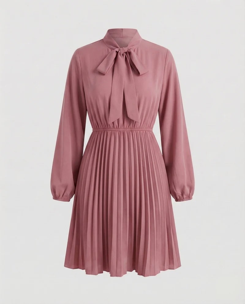 Damen Romantische Lange Ballonärmel Chiffon Chiffon-Kleid