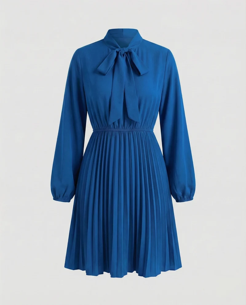 Damen Romantische Lange Ballonärmel Chiffon Chiffon-Kleid