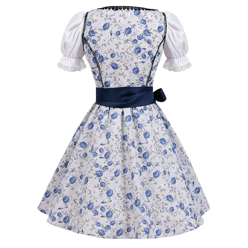 Kurzärmelig Spitze Oktoberfest Kleid mit Schürze