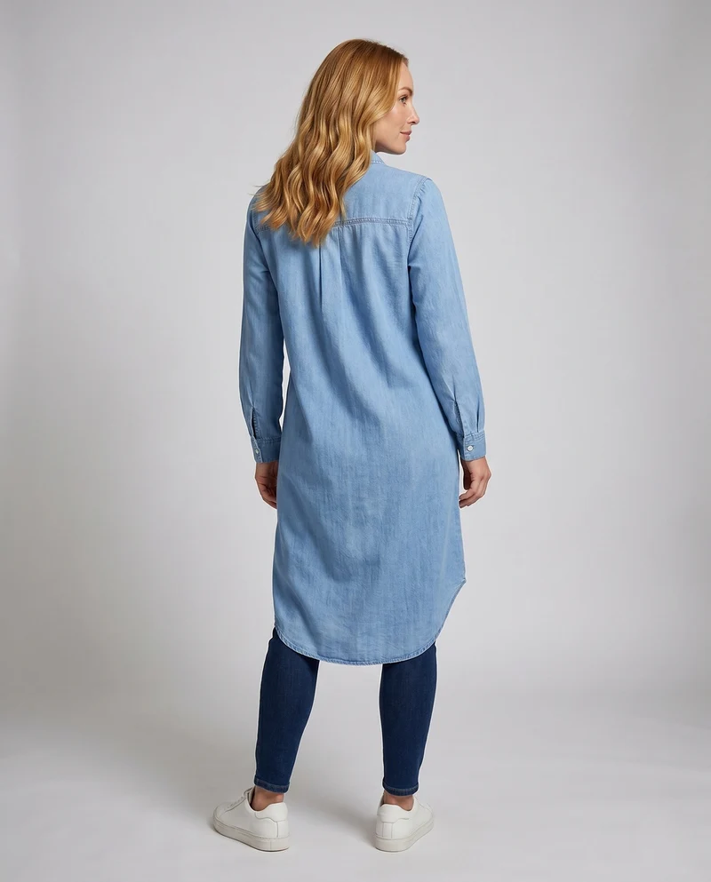 Damen Denim Hemdblusenkleid