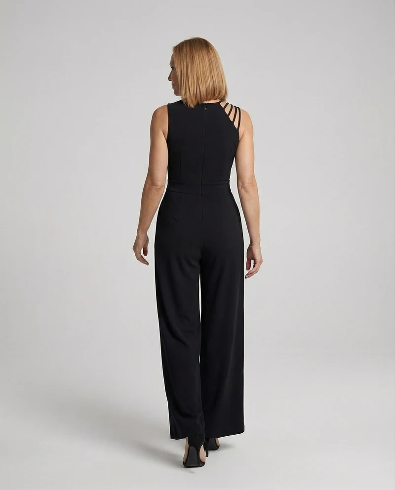 Damen Jumpsuit glamour Pailletten weit