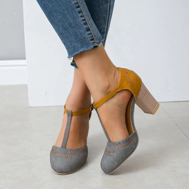 Damen Blockabsatz-Pumps mit elegantem Riemen und modischem Design