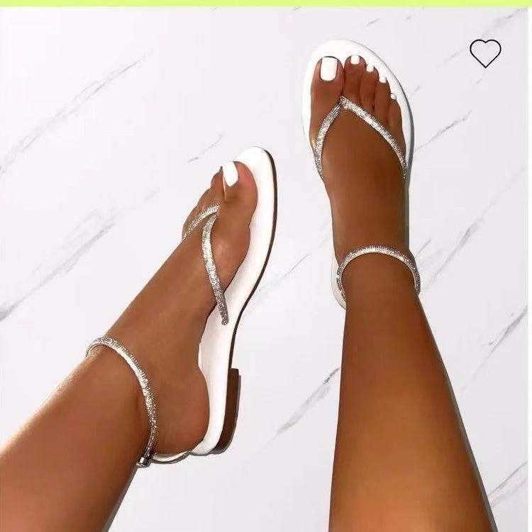 Damen Glamouröse Zehentrenner-Sandalen mit funkelnden Strass-Elementen