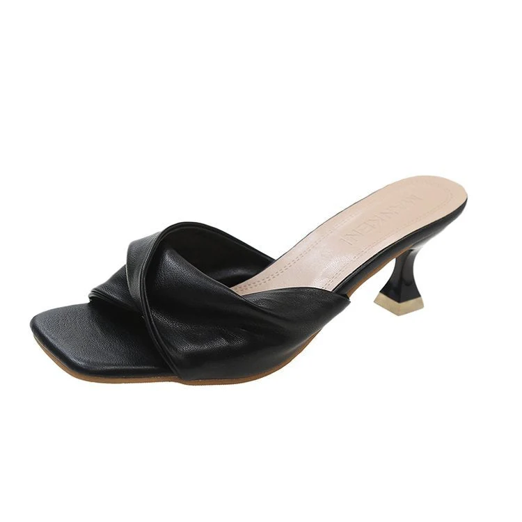 Damen Elegante Mules mit geschwungenem Riemendesign und komfortablem Absatz