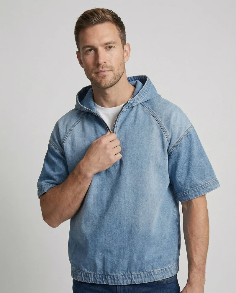 Herren Jeansoptik Raglan-Hoodie