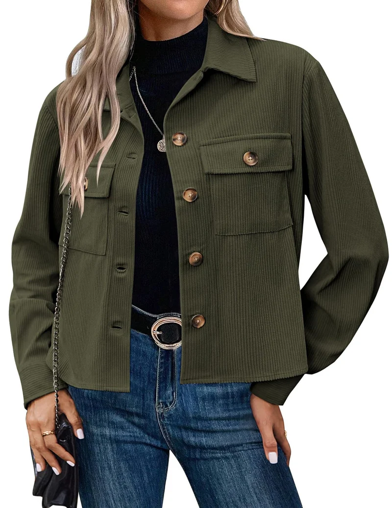 Damen Cordjacke mit zwei Brusttaschen