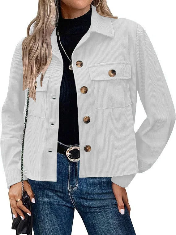 Damen Cordjacke mit zwei Brusttaschen