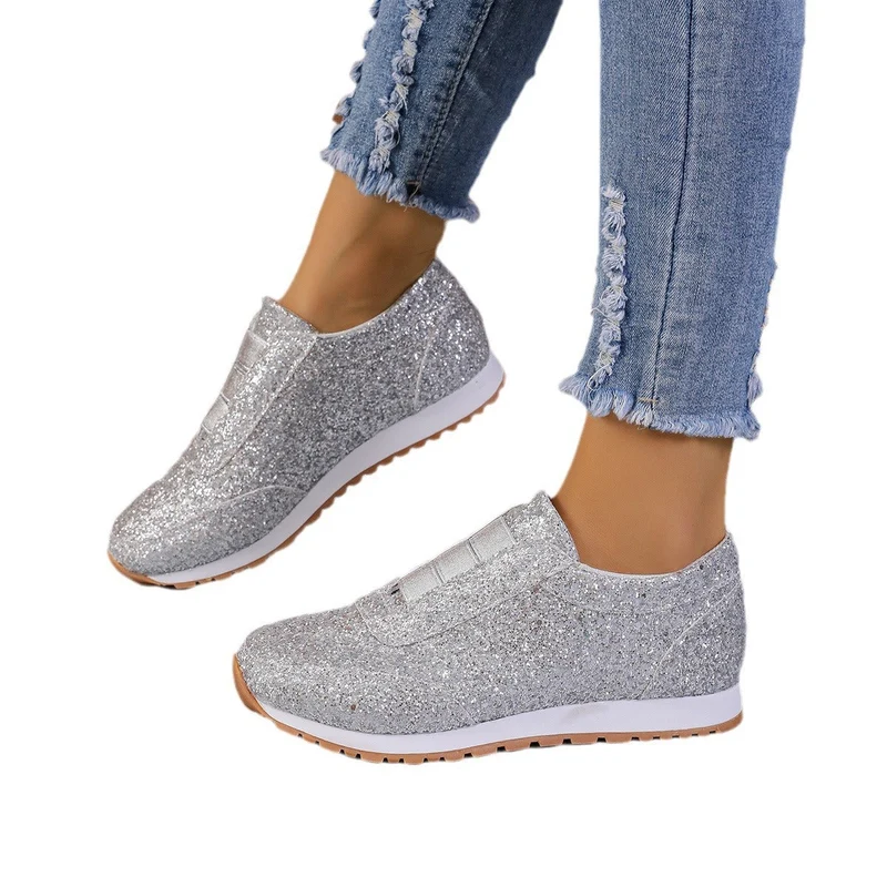 Damen Sneaker mit Glitzer-Effekt und elastischem Riemen Nord Taschen