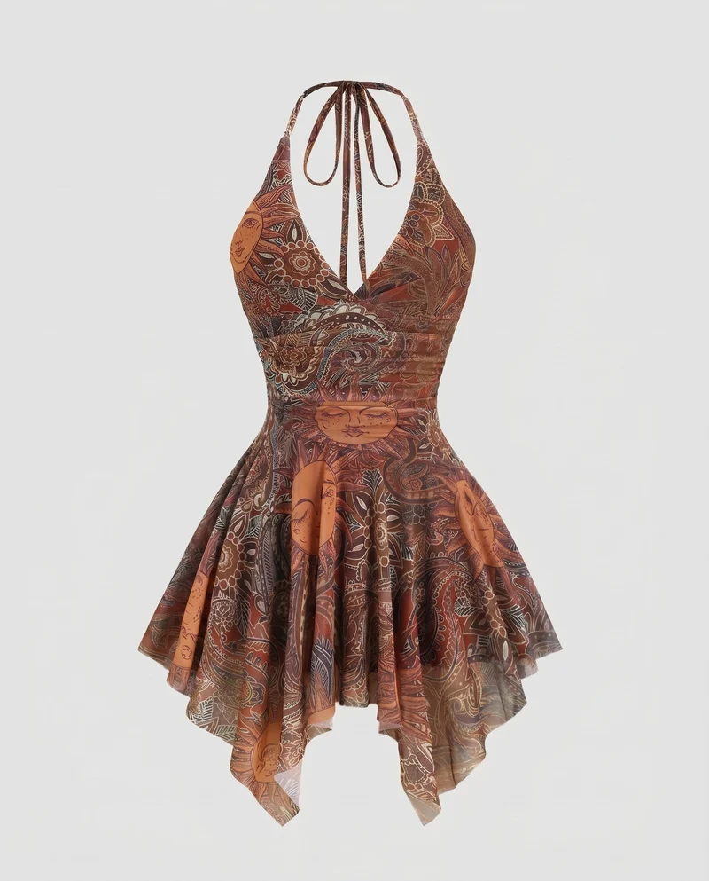Damen Sommerliches Wickelkleid mit Rüschendetails und verspieltem Design