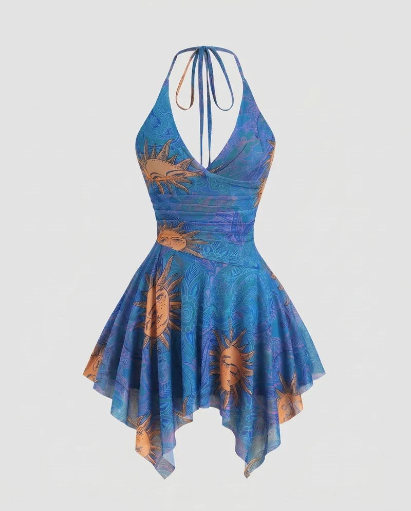Damen Sommerliches Wickelkleid mit Rüschendetails und verspieltem Design