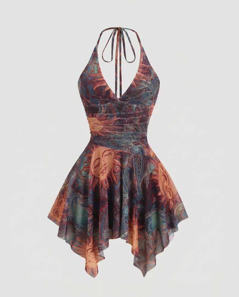 Damen Sommerliches Wickelkleid mit Rüschendetails und verspieltem Design