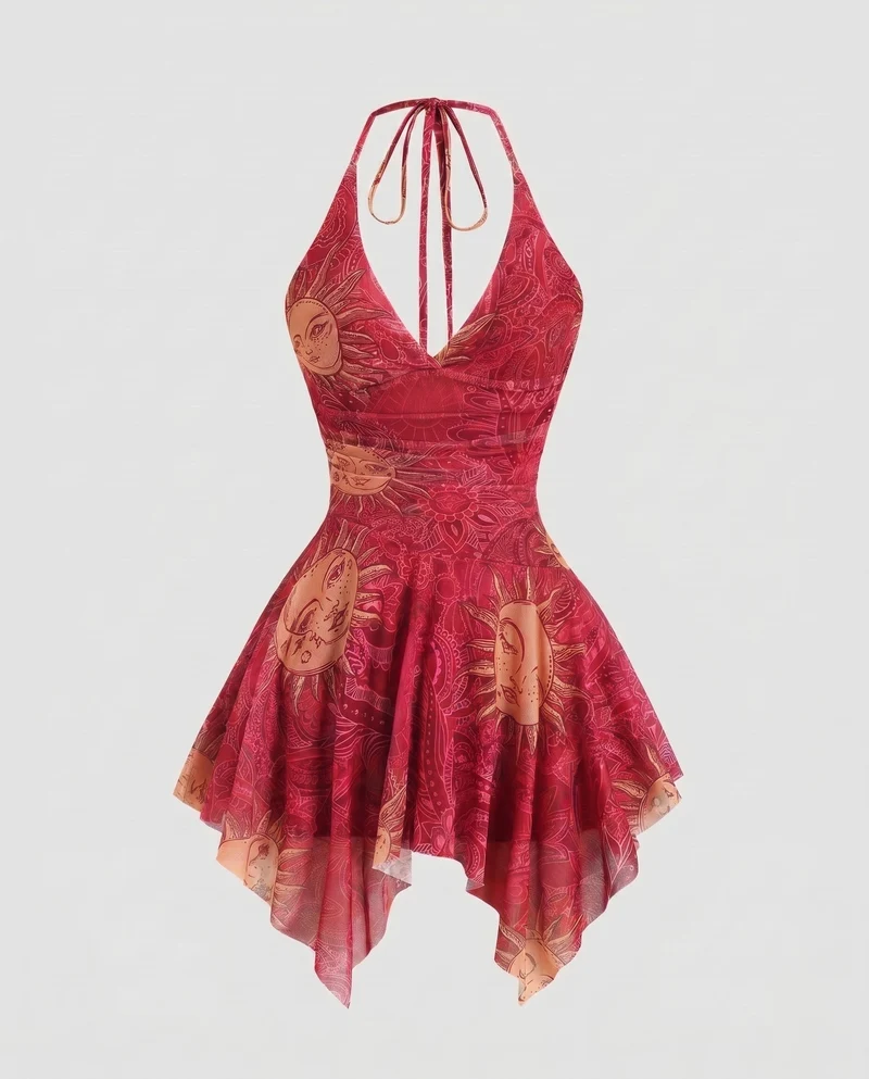 Damen Sommerliches Wickelkleid mit Rüschendetails und verspieltem Design