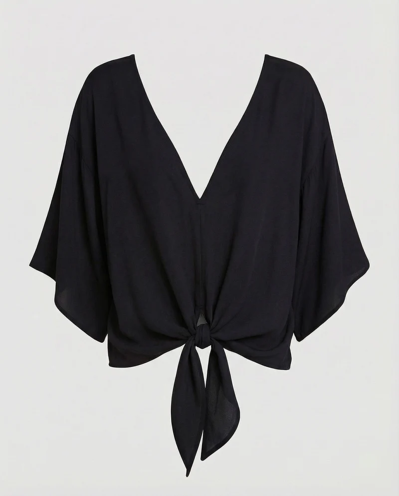Damen florale V-Ausschnitt-Bluse mit Kimonoärmeln