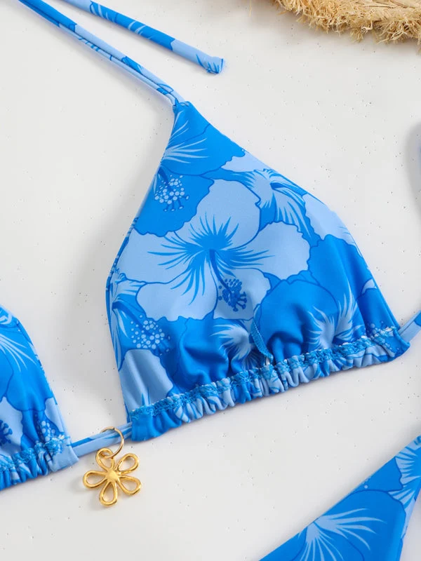 Blumenmuster Halterneck-Bikini