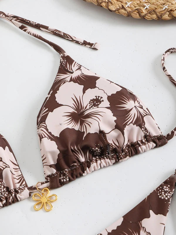 Blumenmuster Halterneck-Bikini