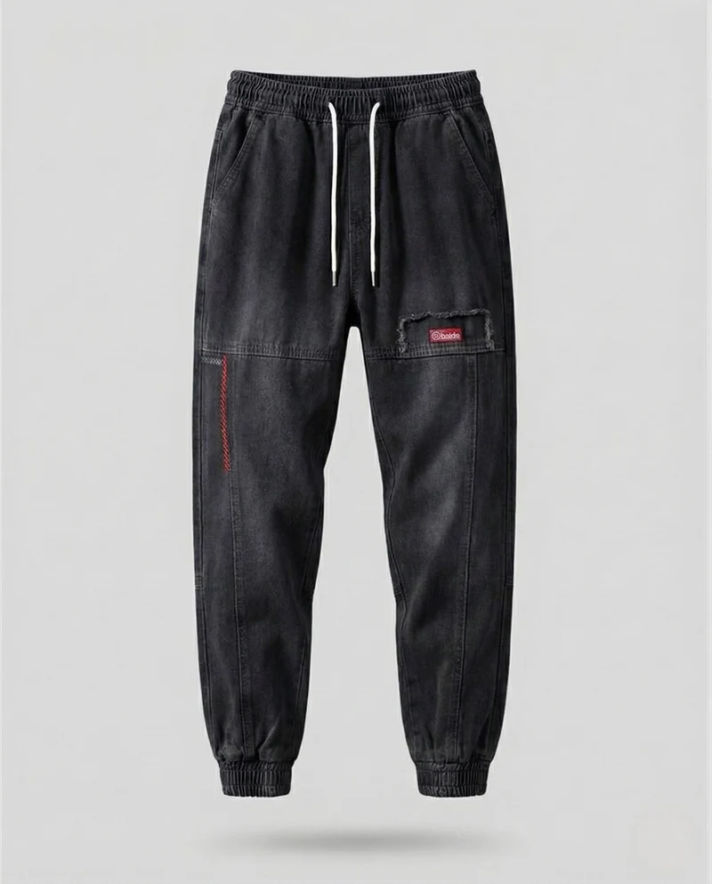 Herren Jeans Jogger mit Cargotaschen Denim Jogginghose