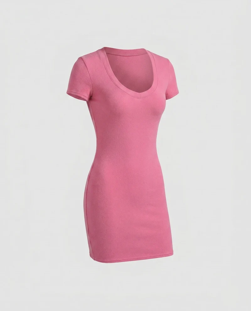Damen figurbetontes Kurzkleid mit Rundhalsausschnitt