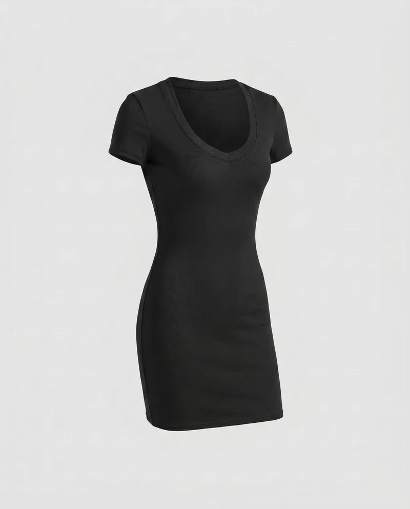 Damen figurbetontes Kurzkleid mit Rundhalsausschnitt