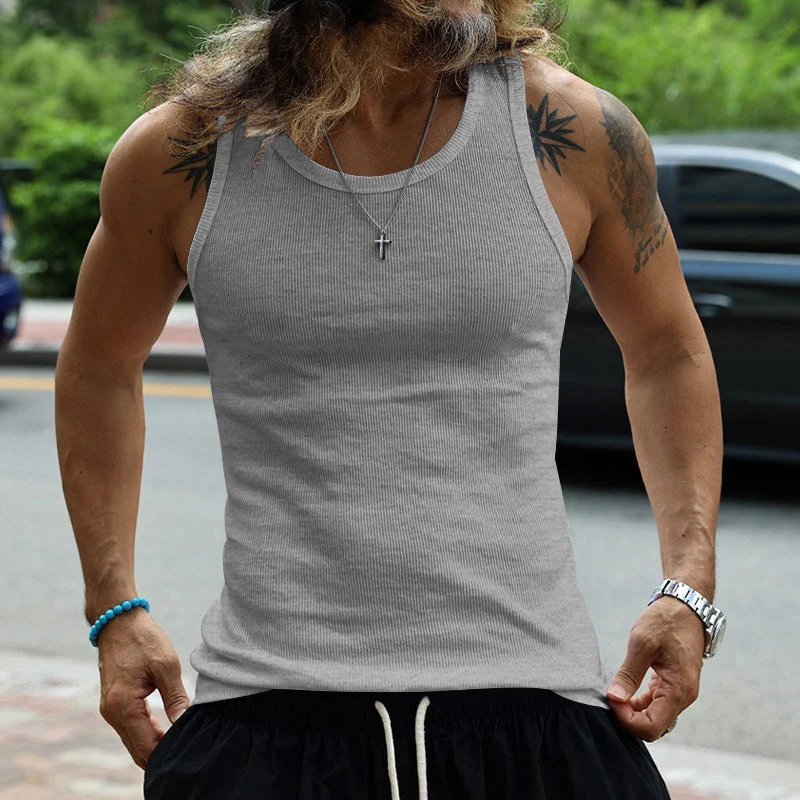 Herren Muskelshirt mit atmungsaktivem Rippenstrick