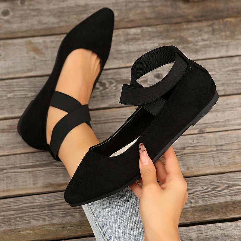 Damen elegante und bequeme Ballerinas mit verstellbarem Riemen