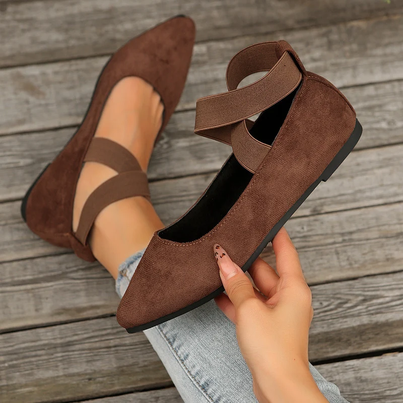 Damen elegante und bequeme Ballerinas mit verstellbarem Riemen