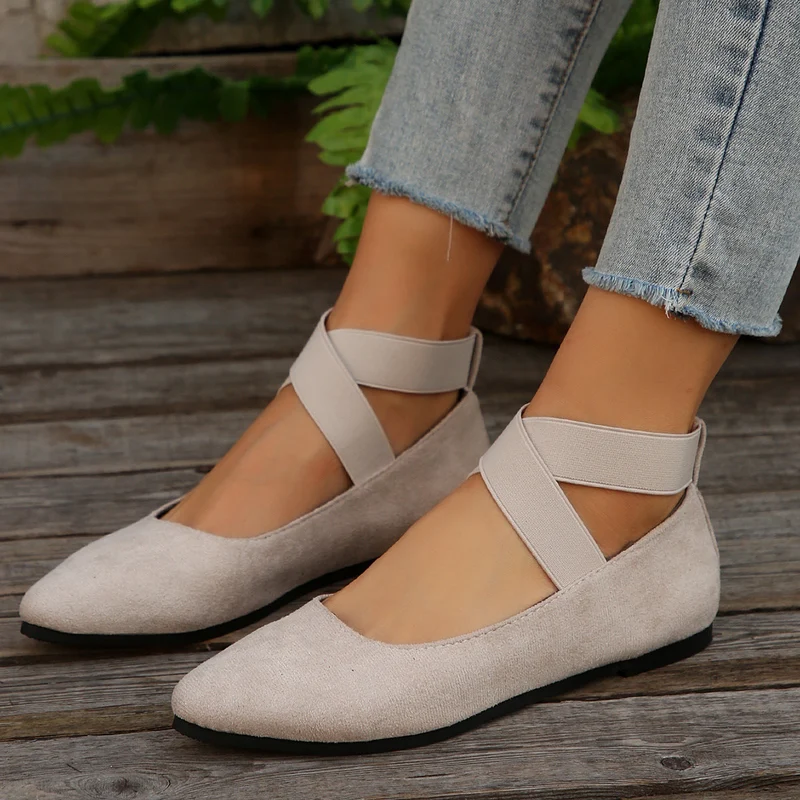 Damen elegante und bequeme Ballerinas mit verstellbarem Riemen