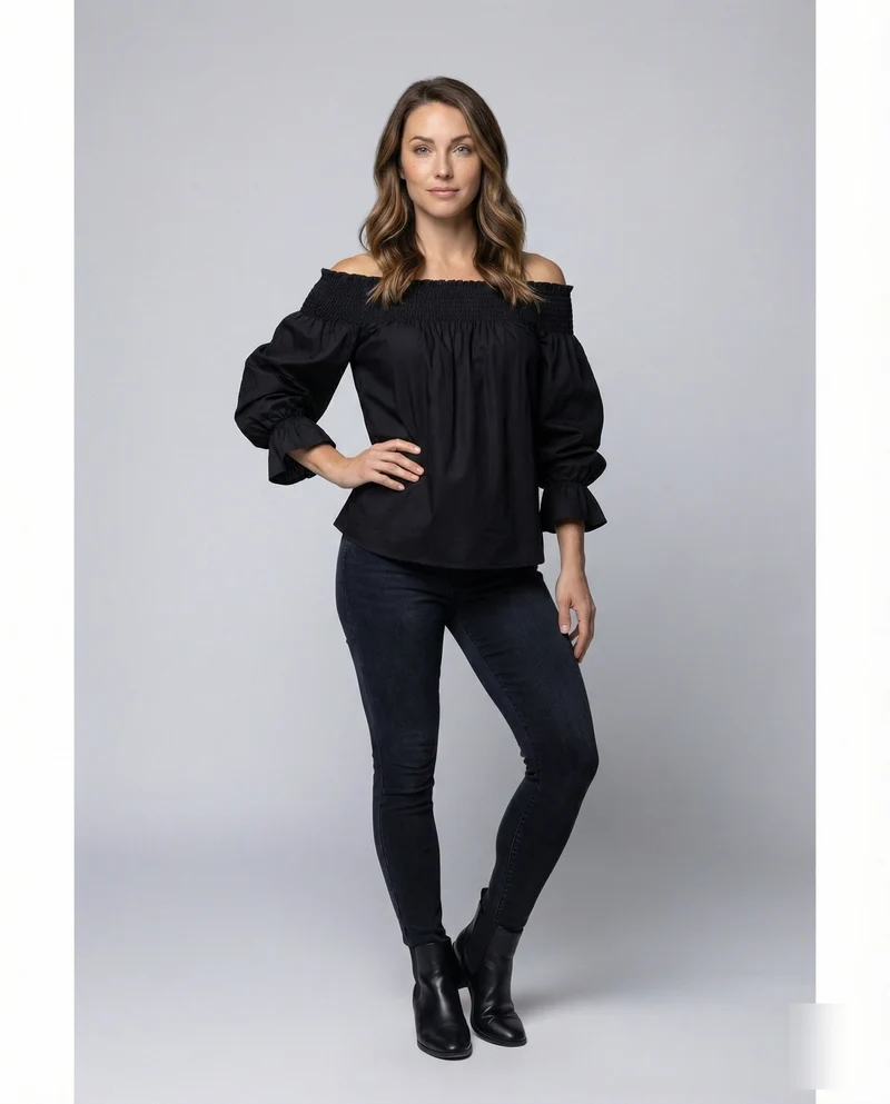 Damen langes Hemdblusenkleid aus Leinenmix