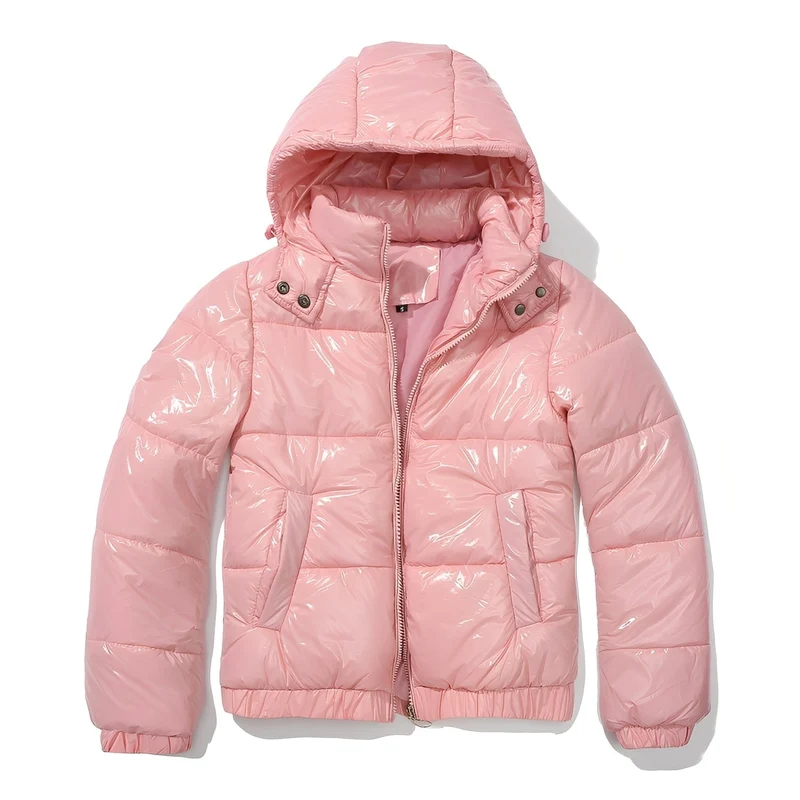 Elegante, glanzvolle Damenjacke mit Kapuze