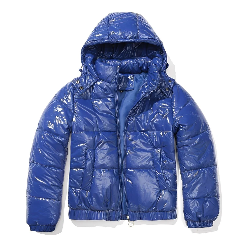 Elegante, glanzvolle Damenjacke mit Kapuze