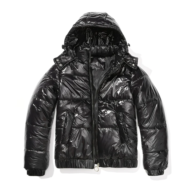 Elegante, glanzvolle Damenjacke mit Kapuze