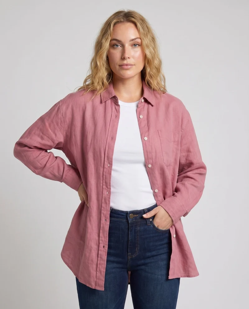Damen leichtes Leinenhemd mit oversized Schnitt