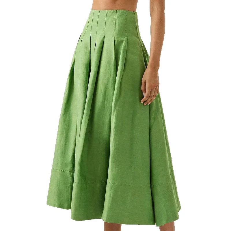 Damen Eleganter Midirock mit fließendem Schnitt und seitlichen Taschen
