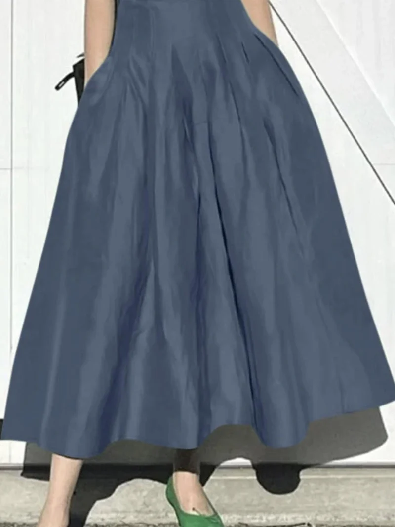 Damen Eleganter Midirock mit fließendem Schnitt und seitlichen Taschen